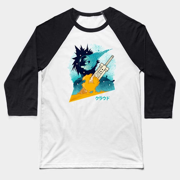 Cloud And Chocobo Baseball T-Shirt by logozaste